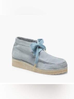 Free People Ashton Dusty Blue Suede Ankle Boots Women Size 8.5 EU 40